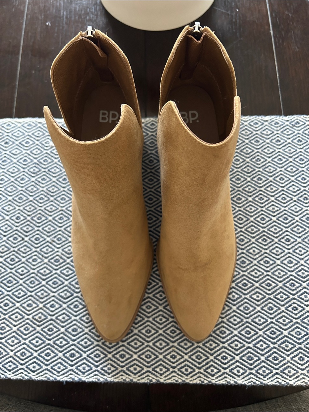 bp Tan Suede Pointed-Toe Ankle Booties